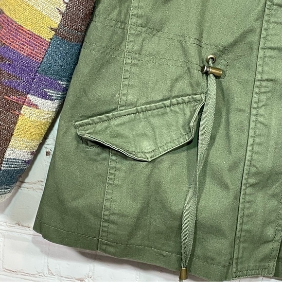 Vintage IB Diffusion Jacket Womens Medium Aztec Green Military Quilted Lined - Picture 7 of 13